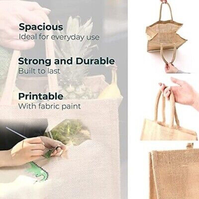10 Pack Jute Shopper Bag Eco-friendly with Handles Reusable Tote Shopping Bag