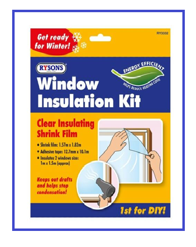 WINDOW INSULATION KIT SHRINK FIT DOUBLE GLAZING FILM COLD DRAUGHT EXCLUDER