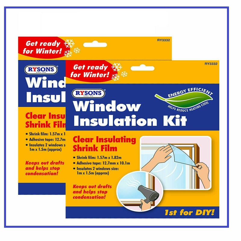 WINDOW INSULATION KIT SHRINK FIT DOUBLE GLAZING FILM COLD DRAUGHT EXCLUDER