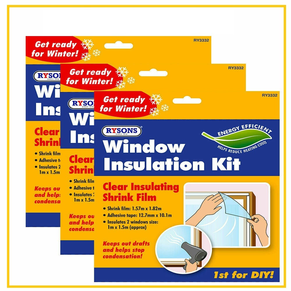 WINDOW INSULATION KIT SHRINK FIT DOUBLE GLAZING FILM COLD DRAUGHT EXCLUDER