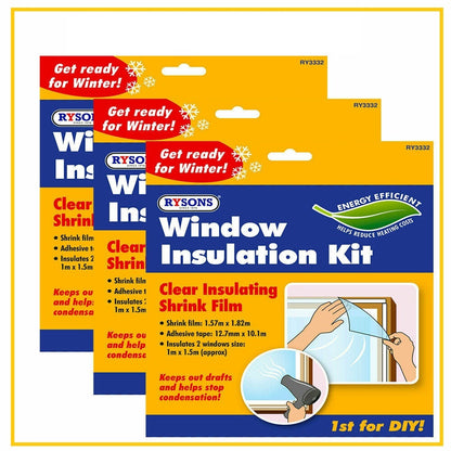 WINDOW INSULATION KIT SHRINK FIT DOUBLE GLAZING FILM COLD DRAUGHT EXCLUDER
