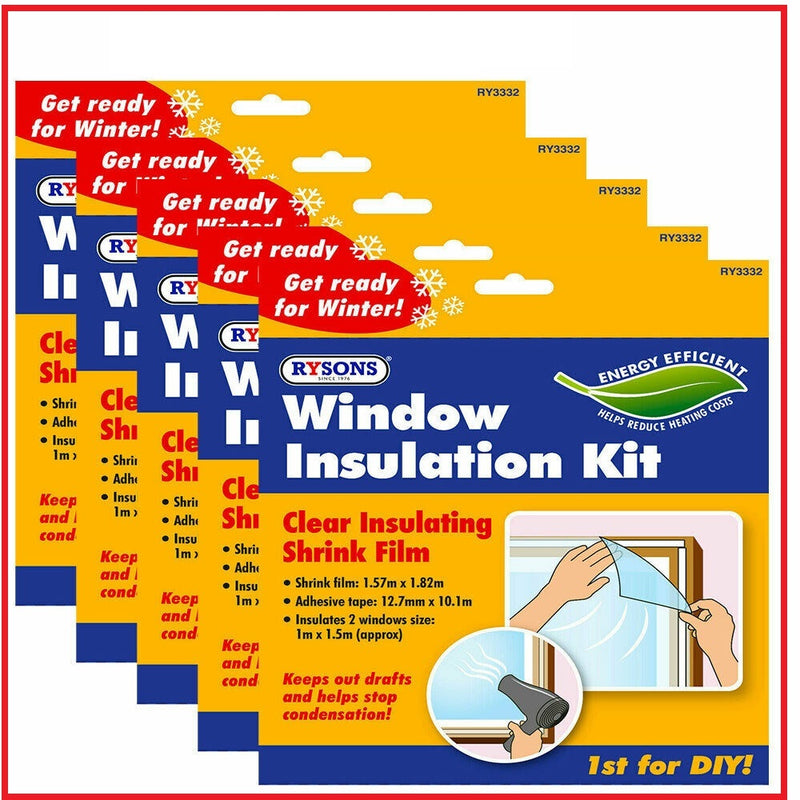 WINDOW INSULATION KIT SHRINK FIT DOUBLE GLAZING FILM COLD DRAUGHT EXCLUDER