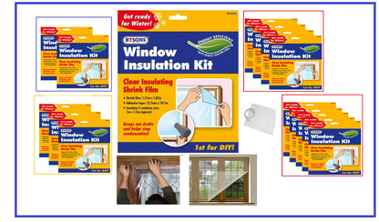 WINDOW INSULATION KIT SHRINK FIT DOUBLE GLAZING FILM COLD DRAUGHT EXCLUDER